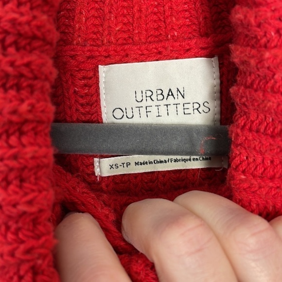URBAN Outfitters Tomato Red Ribbed Slit Cowlneck Sweater - Picture 6 of 8